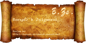 Benyák Zsigmond névjegykártya